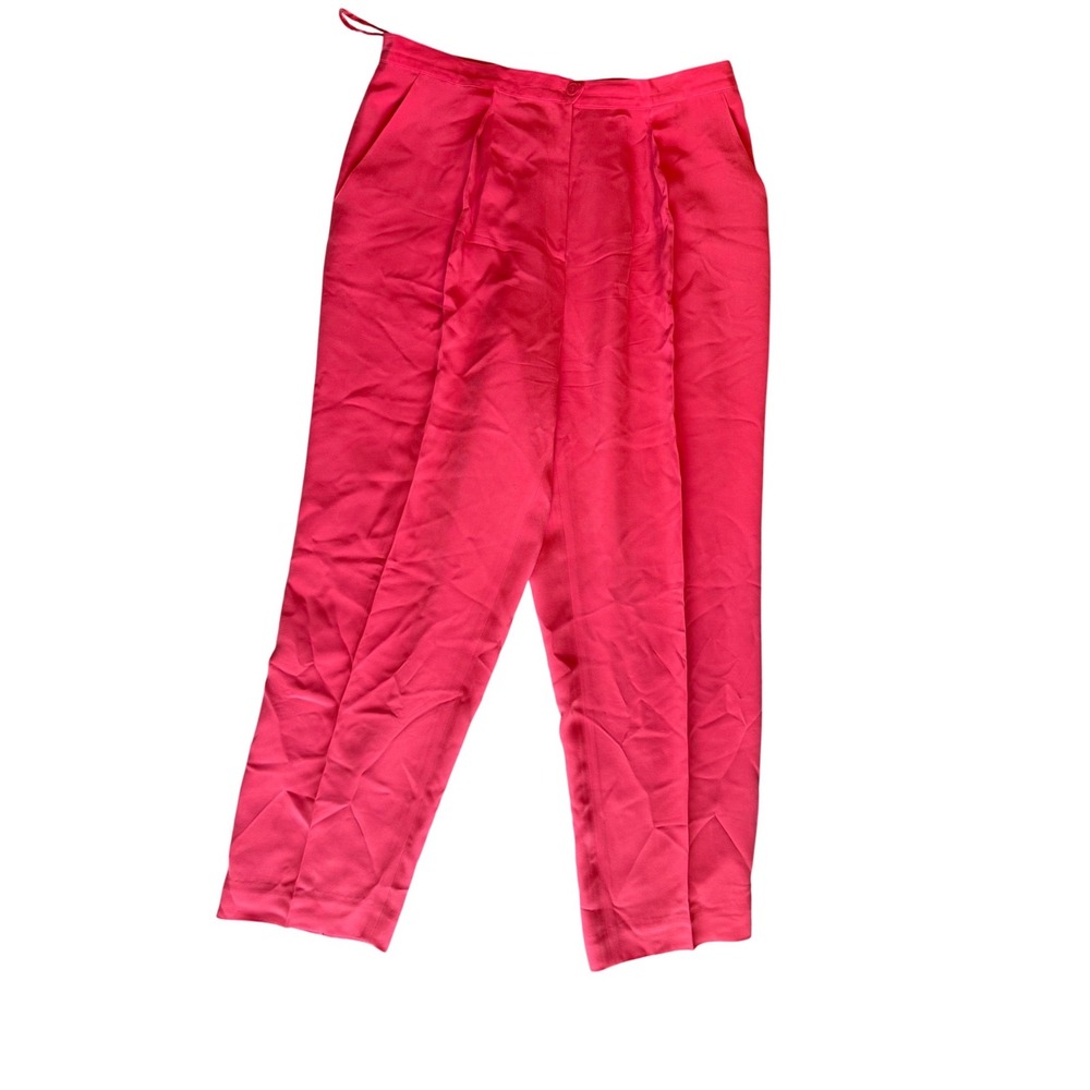 Jones New York Pink 100% Silk Pleated Dress Pants Trousers Womens Size 16
